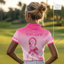 Load image into Gallery viewer, Customizable breast cancer awareness golf shirt, add player name and team name