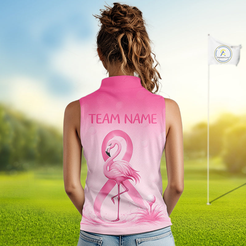 Customizable breast cancer awareness golf shirt, add team name
