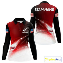 Load image into Gallery viewer, Red Ball Pattern American Flag Womens Golf Polo Shirts, Team Golf Shirts Golf Gifts NBT872
