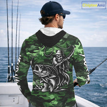 Load image into Gallery viewer, Reaper Fishing Largemouth Bass Long Sleeve Hooded Fishing Shirts Green Camo, Camo Fishing Shirt NBT392