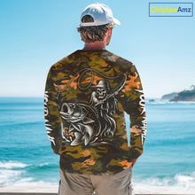 Load image into Gallery viewer, Reaper Fishing Largemouth Bass Long Sleeve Fishing Shirts Orange Camo, Camo Fishing Shirt NBT393
