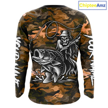 Load image into Gallery viewer, Reaper Fishing Largemouth Bass Long Sleeve Fishing Shirts Orange Camo, Camo Fishing Shirt NBT393