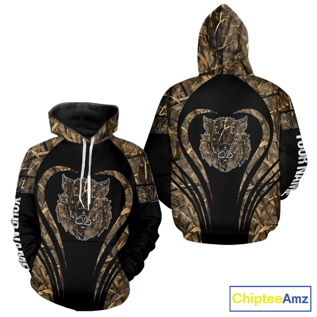 Boar Tattoo Hunting Shirt Custom Name 3D All Over Printed Shirt, Personalized Boar Shirt for Hunter NBT177