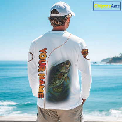 Crappie Fishing White Fishing Team Crappie Custom Name Long Sleeve UV Protection Fishing Shirts NBT550