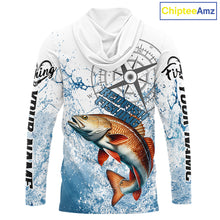 Load image into Gallery viewer, Custom Redfish Long Sleeve Hooded Fishing Shirts Saltwater Fish, Compass Offshore Tournament Fishing Shirts NBT551