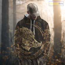 Load image into Gallery viewer, Best Brown Camo Boar Hunting Clothes Custom Name Boar Design Hunting Gifts for Hunter NBT183