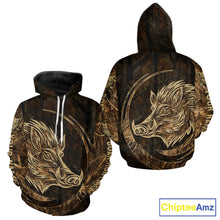 Load image into Gallery viewer, Best Brown Camo Boar Hunting Clothes Custom Name Boar Design Hunting Gifts for Hunter NBT183