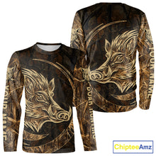 Load image into Gallery viewer, Best Brown Camo Boar Hunting Clothes Custom Name Boar Design Hunting Gifts for Hunter NBT183