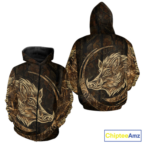 Best Brown Camo Boar Hunting Clothes Custom Name Boar Design Hunting Gifts for Hunter NBT183