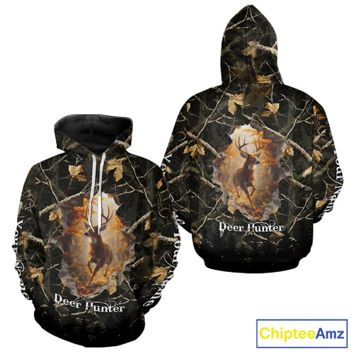 Personalized Whitetail Deer Hunting Camo 3D Print Custom Name Shirts, Hunting Gifts NBT85