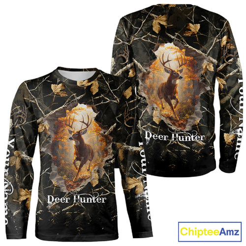Personalized Whitetail Deer Hunting Camo 3D Print Custom Name Shirts, Hunting Gifts NBT85