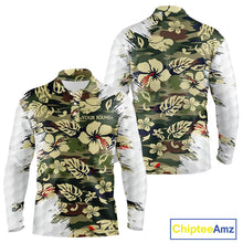 Load image into Gallery viewer, Green Camo Tropical Pattern Mens Golf Polo Shirts Custom Golf Outfit, Team Golf Shirt NBT698