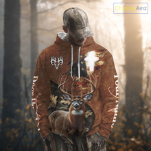 Load image into Gallery viewer, Whitetail Deer Hunting Leather Pattern US Flag Camouflage Custom Name 3D Shirts for Men NBT262