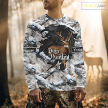 Load image into Gallery viewer, Whitetail Deer Hunting Shirts Custom Name Snow Camo, Deer Season Hunting Clothes For Men NBT273