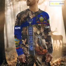 Load image into Gallery viewer, Pennsylvania Flag Deer Hunting Hoodie, Longsleeve Shirt, Brown Camo Custom Name NBT05