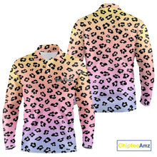 Load image into Gallery viewer, Mens Golf Polo Shirts Custom Colorful Neon Gradient Leopard Pattern Team Mens Golf Top, Golf Gifts NBT493