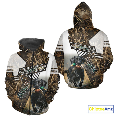 Black Lab Retriever Mallard Duck Hunting Camouflage Shirts, Duck Hunting Camo Shirt NBT199