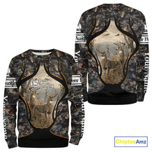 Load image into Gallery viewer, Whitetail Deer Custom Name 3D Printed Long Sleeve Hoodies, Deer Hunting Shirt, Hunting Season NBT304