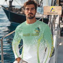 Load image into Gallery viewer, Mahi Mahi Fishing Shirts Long Sleeve Green Camo, Saltwater Fishing Shirts For Men NBT405