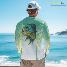Load image into Gallery viewer, Mahi Mahi Fishing Shirts Long Sleeve Green Camo, Saltwater Fishing Shirts For Men NBT405