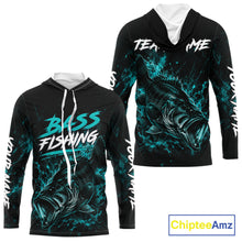 Load image into Gallery viewer, Personalized Bass Fishing Jerseys, Custom Neon Camo Bass Fishing Shirts Long Sleeve Hooded For Men NBT899