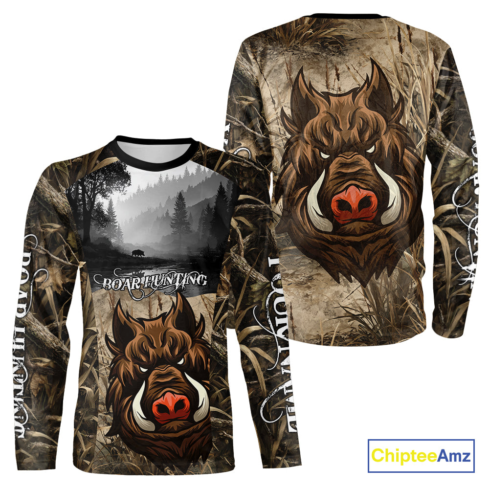 Boar Hunting Camouflage 3D All Over Printed Shirts, Boar Hunting Camo Shirt NBT210