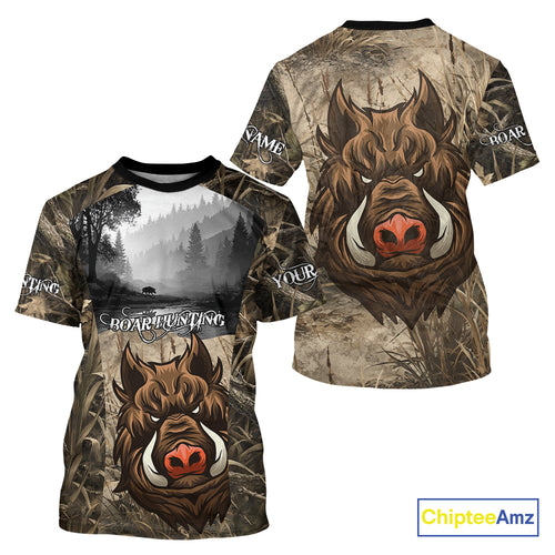 Boar Hunting Camouflage 3D All Over Printed Shirts, Personalized Hunting Clothing, Boar Hunting Camo Shirt NBT210