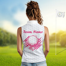Load image into Gallery viewer, Women Sleeveless Golf Polo Shirt Custom Name Funny Golf Bag Cart Pattern Shirt, Golf Gifts For Ladies NBT825