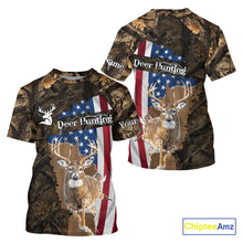 Load image into Gallery viewer, Forest Camo Deer Hunting Shirt American Flag Full All Over 3D Printed Hoodie For Men NBT321