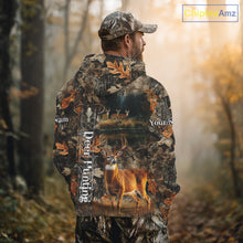 Load image into Gallery viewer, Whitetail Deer Hunting Custom Name Camo Shirt, Hunting Hoodie Camouflage Deer Shirts NBT333