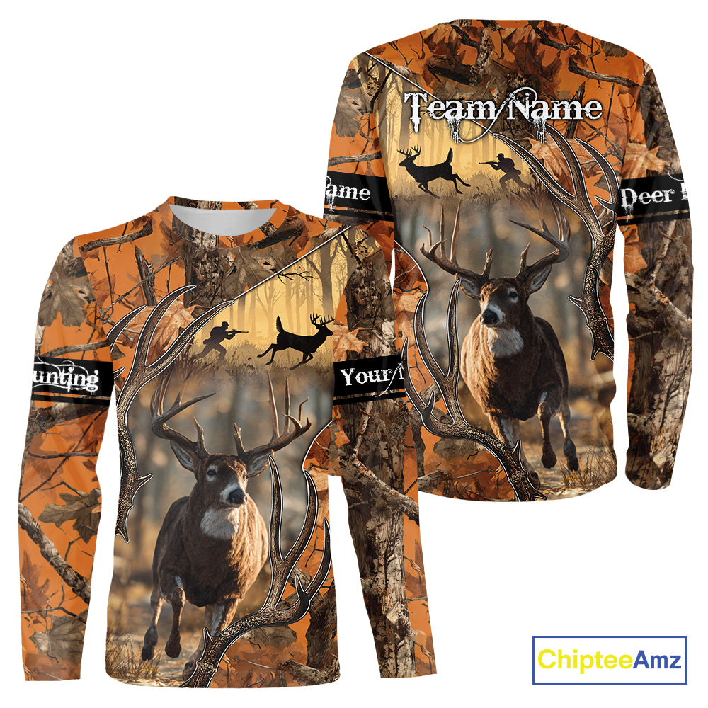 Fall Season Orange Camo Whitetail Deer Hunting Shirt - Hunting Clothes for Men, Deer Hunting Gifts NBT31