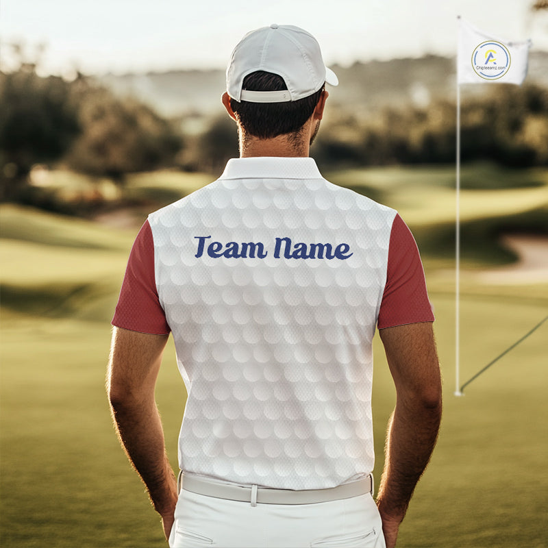 Funny Golf Balls Pattern Mens Golf Polo Shirts Custom Name Golf Apparel For Men | Red NBT739