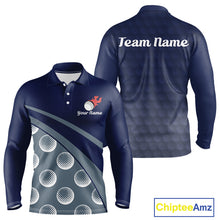 Load image into Gallery viewer, Funny Golf Balls Pattern Mens Golf Polo Shirts Custom Name Golf Apparel For Men | Blue NBT740
