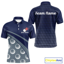 Load image into Gallery viewer, Funny Golf Balls Pattern Mens Golf Polo Shirts Custom Name Golf Apparel For Men | Blue NBT740