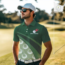 Load image into Gallery viewer, Funny Golf Balls Pattern Mens Golf Polo Shirts Custom Name Golf Apparel For Men | Green NBT741