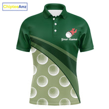 Load image into Gallery viewer, Funny Golf Balls Pattern Mens Golf Polo Shirts Custom Name Golf Apparel For Men | Green NBT741