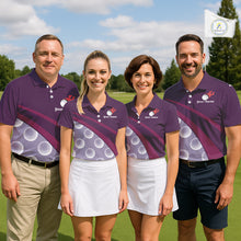 Load image into Gallery viewer, Funny Golf Balls Pattern Mens Golf Polo Shirts Custom Name Golf Apparel For Men | Purple NBT742