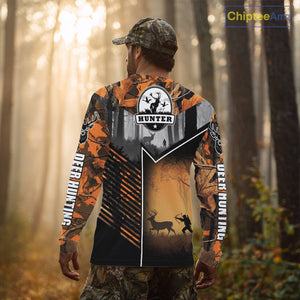 Orange Camo Deer Bow Hunting Custom Name Shirts - Best Hunting Apparel, Hunting Gifts for Men NBT42