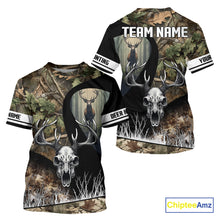 Load image into Gallery viewer, Camo Deer Hunting Shirt with Antlers Skull – Personalized Hunting Clothes, Hunting Gifts for Men NBT43