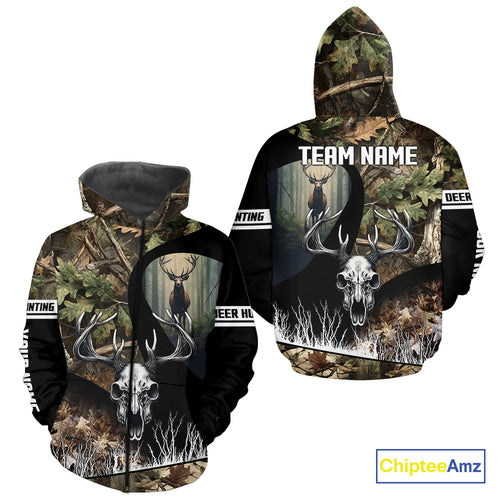 Camo Deer Hunting Shirt with Antlers Skull – Personalized Hunting Clothes, Hunting Gifts for Men NBT43