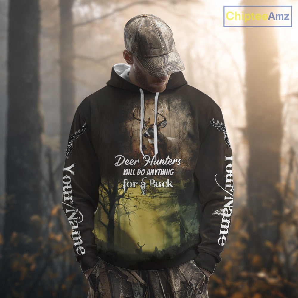 Best Brown Camo Deer Hunting Clothes Custom Name Whitetail Deer Design Hunting Gifts NBT78