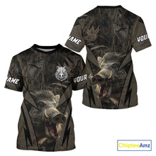 Load image into Gallery viewer, Boar Hunting Custom Name Brown Camouflage Hunting Clothes, Boar Hunting Outfit, Hunting Gifts NBT169