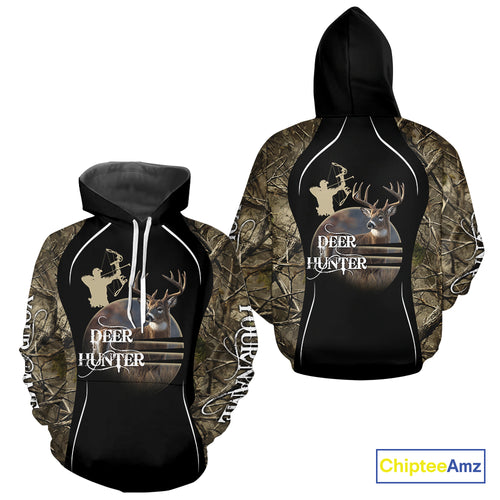 Deer Bow Hunting Camouflage Custom Name Shirts, Personalized Deer Hunting Clothes, Hunting Gifts NBT88
