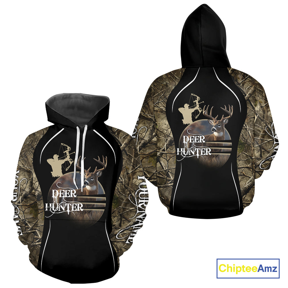Deer Bow Hunting Camouflage Custom Name Shirts, Personalized Deer Hunting Clothes, Hunting Gifts NBT88