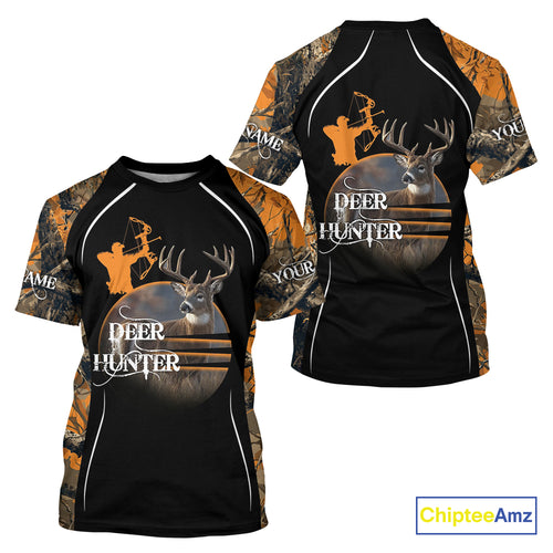Deer Bow Hunting Orange Camo Custom Name Shirts, Personalized Deer Hunting Clothes, Hunting Gifts NBT102