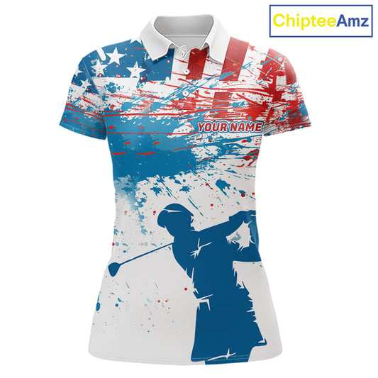 American Flag Golf Polo Shirt Custom Womens Golf Shirts US Flag Golf Polo Shirt NBT568