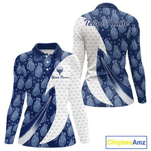 Load image into Gallery viewer, Blue Golf Pattern Polo Golf Shirt For Women Custom Womens Golf Clothes, Best Golf Gifts NBT571