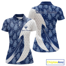Load image into Gallery viewer, Blue Golf Pattern Polo Golf Shirt For Women Custom Womens Golf Clothes, Best Golf Gifts NBT571