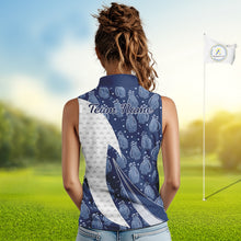 Load image into Gallery viewer, Blue Golf Pattern Sleeveless Polo Golf Shirt For Women Custom Mens Golf Clothes, Best Golf Gifts NBT571