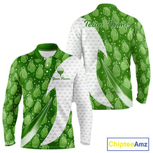Load image into Gallery viewer, Green Golf Pattern Polo Golf Shirt For Men Custom Mens Golf Clothes, Best Golf Gifts NBT572